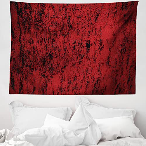 ABAKUHAUS Rot und Schwarz Wandteppich, Grungy Zusammenfassung aus Weiches Mikrofaser Stoff Waschbar ohne Verblassen Digitaldruck, 150 x 110 cm, Schwarz-Rot