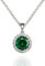 namana Grüner Strahlenkranz-Anhänger mit Halskette, Silberhalskette mit Zirkonia in Grün, grüne Halskette mit grünem Zirkonia, Damenhalskette, Kette Grun Damen mit Geschenkbox