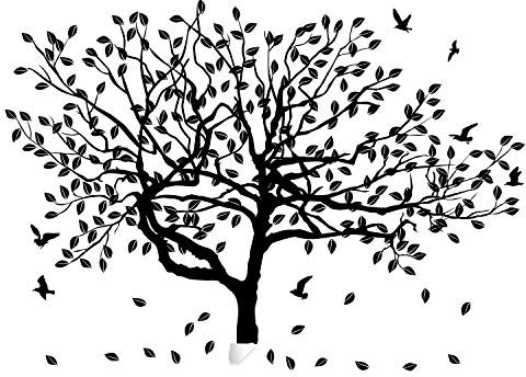 Arbre autocollant sticker mural bouleau art vinyl pépinière Stickers nature botanique arbres Stickers forêt Decor naturel grande feuille peler et coller