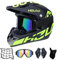 VOMI Motorrad Crosshelm mit Brille (5 Stück) - Schwarz Grün-H Adult Motocross Helm Erwachsener Off Road Fullface MTB Helm Mopedhelm Motorradhelm für Damen Herren Sicherheit Schutz,M