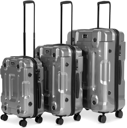 Dellonda 3-Piece Lightweight ABS/PC Luggage Set with TSA Lock - 20, 24, 28 - Silver - DL9