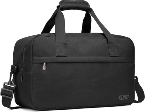 KONO Reisetasche Weekender Tasche 35x20x20 Ryanair Handgepäck Unisex Gym Henkeltasche 14L (Schwarz)