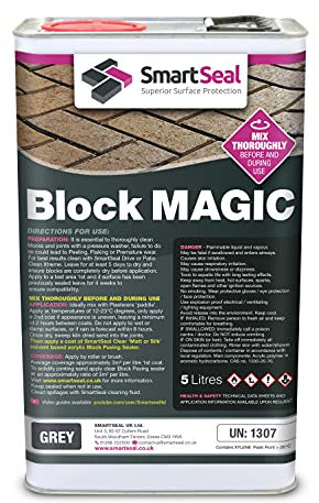 Smartseal ‘Block Magic' – A Re-Colouring Block Paving Sealer. Superior to a Concrete Paint - Transform Old Block Paved Drives or Patios - Easy to Apply 5 Litre (Grey)