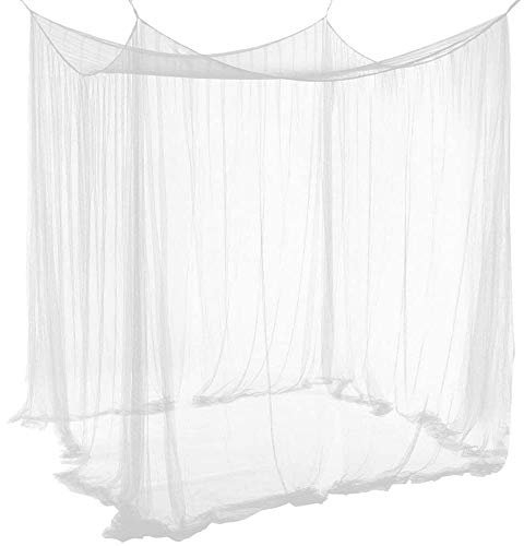 Bipily Mosquitera Cama, Universal Mosquitera para Cama,Mosquitero Cuadrados con de 4 Puertas - Apto para la mayoría de los Tipos de Cama,con Kit de colocación-Blanco
