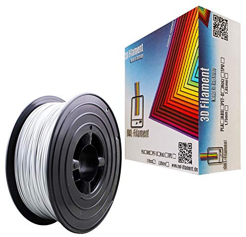 OWL-Filament 3D-Drucker PET-G 1,75mm 1kg Spule Rolle (Aluminium Weiß Metallic)