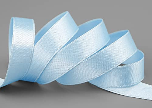 finemark 25 m x 15 mm Satinband HELLBLAU (602) doppelseitiges Schleifenband aus Satin ohne Draht weich und glänzend Geschenkband Deko Band Double face Dekoband Dekorieren Basteln