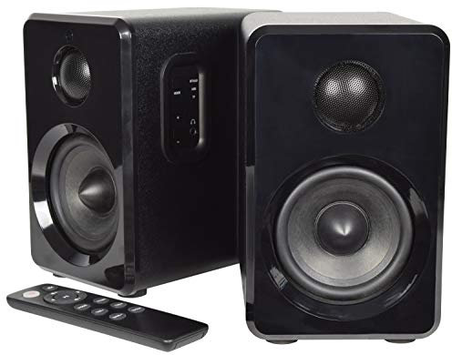AV:LINK active bluetooth/AUX bookshelf pair of black speakers