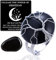 Halukakah Naturstein Kristallring - LUNARLIEBE - Handgefertigt Plattiert mit Platin Wickeldraht Lebensbaum, Obsidian Vollmondform, Größenverstellbar, Geschenk für Sie