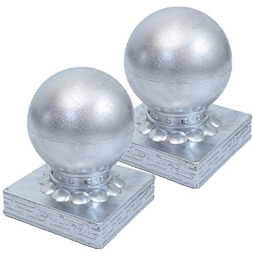 LTLCBBL 2 X Pfostenkappe Für Zaunpfosten | Aluminium | Kugelförmig Form | Abdeckkappe Für Holzpfosten, Silber,100x100mm