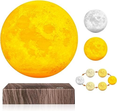 Magnetische schwimmende Mondlampe - Spinning 3D-Druck Mondlampe schwebend 3 Farben LED Mondlicht für Urlaub Geschenke Home Decor Nachtlichter