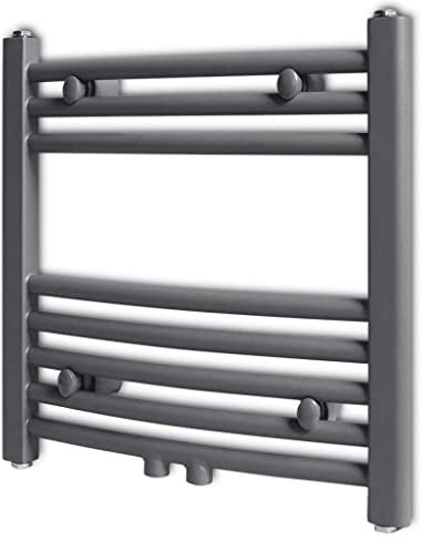 INLIFE Handtuchheizkörper Warmwasser Gebogen Grau 480x480 mm