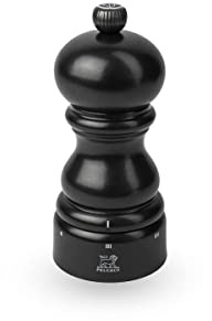 PEUGEOT - Salzmühle Paris u‘Select 12 cm + Steinsalz - 6 voreingestellte Mahlgrade - Aus PEFC-zertifiziertem Holz - Satinschwarz