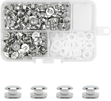 JJWNMLL 60 juegos de kits de tornillos de encuadernación de tornillos de Chicago (M5x4mm) (Silver)