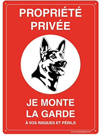 AUA SIGNALETIQUE - Panneau De Signalisation en PVC Rigide et Compact 1.5 mm. (121 x 170 mm, Propriété Privée Je Monte La Garde 2)