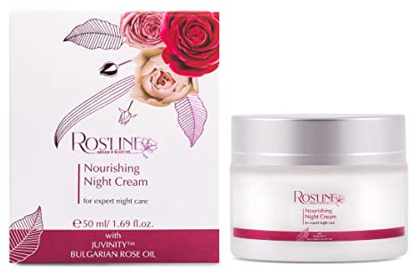 Ros'Line Crema notte rigenerante – crema viso per umidità intensa con acqua di rose, olio di rosa e olio di argan per tutti i tipi di pelle, crema rivitalizzante per donne 50 ml