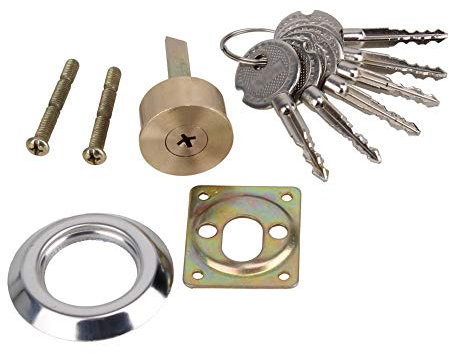 Urdrsaf Brass Mortise Cylinder Door Nightlatch Cross Shaped Night Latch Lock with Keys