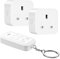 DEWENWILS Remote Control Sockets with 30m/100ft Long Range, Programmable Heavy Duty Wireless Light Switch with keyring, 13A and 3120W, CE and RoHS Listed, 2 Sockets and 1 Remote
