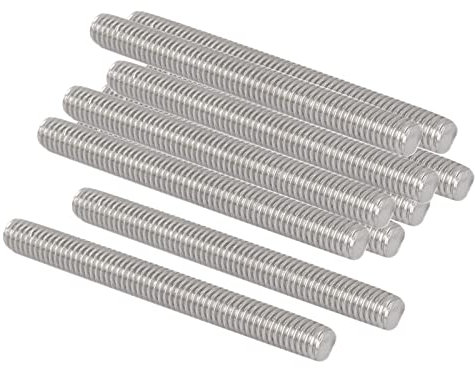 QUARKZMAN M6 x 60mm 1mm Passo Completamente Barra Filettata x 10pz in Acciaio Inox 304 Filettato Aste Barra Perno per Bulloni e Morsetti e Gancelle e Bulloni a U,[Argento]