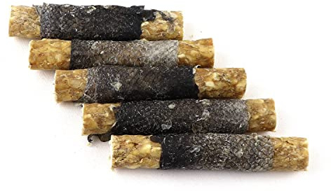 DOGBOSS 100% Natur gefüllte Kaurollen in verschiedenen Größen und Geschmack (5er Lachs 13 cm)