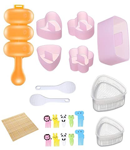 mumisuto Onigiri Formen-Set, Musubi Maker Press mit Sushi-Matte und Reisschaufel, DIY-Reiskugel-Maker für Kinder, lustige Lunchbox, Picknick-Werkzeug, einfach zu bedienen und zu reinigen