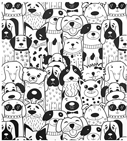 Naanle Geschirrspüler-Magnetabdeckung, schwarz-weiße Hunde, Geschirrspüler-Abdeckung, magnetisch, für Zuhause, Schrank, Aufkleber, Kühlschrank, dekorative Abdeckung, 58,4 x 66 cm