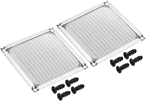 PATIKIL 92mm Lüfter Filter Gitter mit Schrauben 2Pack Aluminum Rahmen Edelstahl Netz Staubdichte Abdeckung für Computer Gehäuse Silber
