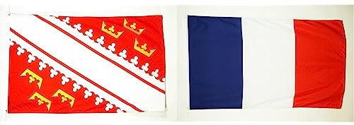 AZ FLAG - Drapeau Alsace - 150x90 cm - Drapeau Alsacien - Province D'Alsace 100% Polyester Avec Oeillets Métalliques Intégrés - Pavillon 110 g & Drapeau France - 150x90 cm - Pavillon 110 g