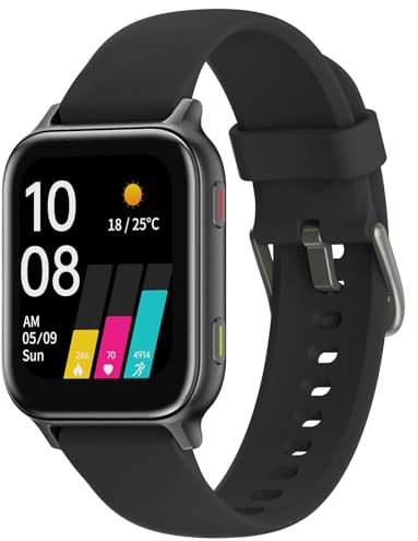 UMIDIGI Uwatch5S Smartwatch, Männer Frauen Smartwatch, 1,7 Zoll Fitness Tracker mit SpO2, Schlafmonitor, Schrittzähler, 5ATM IP68 wasserdichte Sportuhr, 400mAh Akku für Android-Schwarz