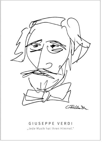 Für Guiseppe Verdi Fans. Karikatur Postkarte