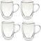 Straame Double Walled Coffee Glasses Mugs - Heat Resistant Borosilicate Glasses Mugs with Handle, for Coffee Tea Milk, Cappuccino, Latte Hot/Cold Drinks Juice Ice Cream (350ml, 2, Count)