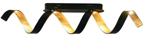 ECO-LIGHT LED Deckenleuchte Helix, dimmbare Deckenlampe aus Metall in Schwarz/Gold, Wandleuchte 4-flammig, 20 Watt, 1350 Lumen, 3000 Kelvin (warmweiß), Innenwandleuchte m. Lichteffekt an der Wand