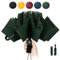 Chakipee Parapluie Pliant Inversé Compact - Parapluies Vert de Voyage Portables pour la Pluie, Parapluie Homme Automatique Resistant Vent, Tissu 210T, Portée 105 cm, 10 Sections