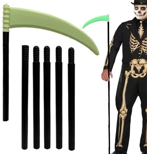 Reaper Scythe | Sickle Toy | Long Sickle For Kids And Adults, Adjustable Handle, 6.2ft Costume Accessories, Faux Scythe, Prop For Halloween Parties