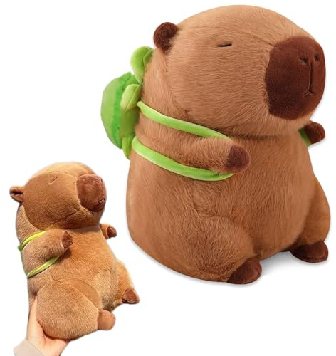 GYHWOFUL Capybara Kuscheltier 23cm, Super Weiche Capybara Plüschtier mit Schildkrötenrucksack, Niedliche Spielzeug Stofftier, Capybaras Plushie, Geschenk für Kinder Freund Geburtstag, Weihnachten
