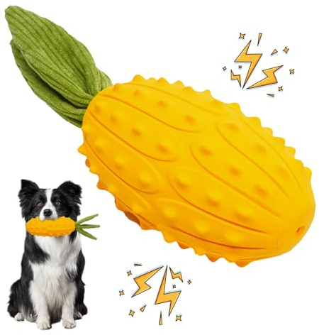 LIFLIX Tough Squeaky Dog Toys, Strong Rubber Dog Chew Toys for Small Medium Large Breeds, Kiwano Horned cucumber Shape