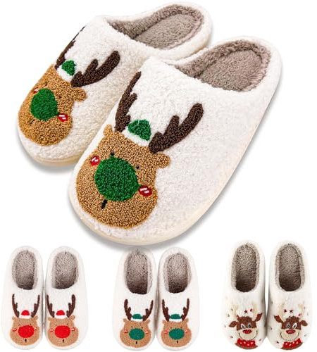 TOPALL Hausschuhe Damen Püsch Winter,Warme Damen-hausschuhe,Kuschelig Pantoffeln Damen Winter,Puschen Schlappen Damen Flauschig Rutschfeste für Damen/Herren/Unisex(Weihnachten Grün,40/41 EU)