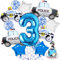 Polizei Geburtstag Deko 3 Jahre - 16 Stück Polizei Luftballon XXL Polizeiauto Folienballon Konfetti Ballon Sternballon und Tortendeko, Polizei Party Dekoration Kindergeburtstag für Jungen Mädchen
