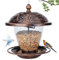 Syunyin Vogelfutterhaus zum Aufhängen, Futterhaus für Vögel Metall Vogelfutterhaus Wetterfest Bird Feeder Vogelfutterspender Hängend Hohe Lautstärke Futterstationen für Wildvögel Balkon Garten, Bronze