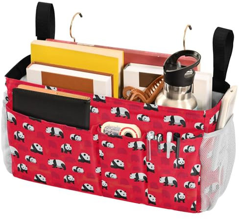 Bedside Essentails Tasche Schaukelstuhl Aufbewahrungstasche für Zuhause, Uni, Schlafsaal, Etagenbett/Krankenhausbett, Krippe Bettgitter Bär Panda