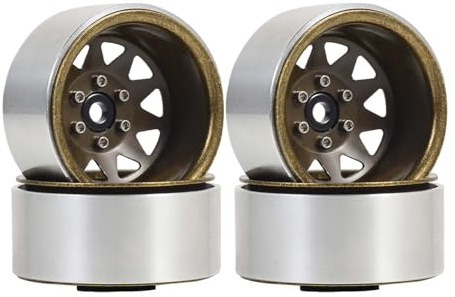 KEEDA 1,9 Zoll Beadlock Felgen Negative Einpresstiefe -8,9 mm Felgen Nabe für SCX10 90046 AXI03007 TRX4 GEN7 GEN8 D90 1/10 RC Crawler Car (Bronze)