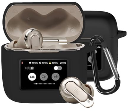 YAODLE hülle Kompatibel mit JBL Tour Pro 3 Schutzhülle Stoßfeste Weiche hülle,Mit Karabiner,Anti-Fingerabdruck,Anti-Abrieb（Schwarz）