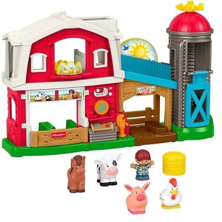 Fisher-Price Little People Granja de Cuidado de Animales. Juego con aprendizaje progresivo para niños pequeños de 1 a 5 años. Edición en italiano, español castellano, portugués e inglés. JGX09