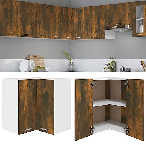 IBUQDDV Sideboard Vorratsschrank Unterschrank Küchenschränke Eck-Hängeschrank Räuchereiche 57x57x60 cm Holzwerkstoff für Esszimmer, Wohnzimmer, Küche
