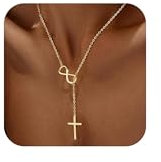 HARJJME Kreuz Kette Silber 925 Damen 14K Vergoldet Choker Kette mit Kreuz Halskette Wasserfest Gold Silber Kreuzketten Cross Necklace Geschenk für Frauen Mädchen Freundin Modeschmuck