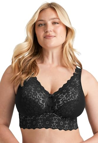 Miss Mary of Sweden Lace Dreams Langer BH ohne Bügel – Elastische Spitze, Recyceltes Material, Sanfter Halt, Longline Design 90D Schwarz