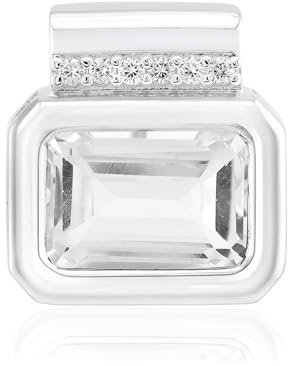 Cavill Weißer Topas Anhänger Silber 925 Sterlingsilber Monosono Collection mit 8,847 ct Oktagon Treppenschliff aus Nigeria und 6 funkelnden Zirkonen Modern Elegant 19x17 mm