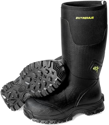 Extremus by KastKing MudRidge Rubber Rain Boots for Men, Waterproof Hunting Boots with 6mm Neoprene, Anti-Slip Outdoor Rubber Boots for Hunting, Farming, Fishing, Warm & Cold Weather