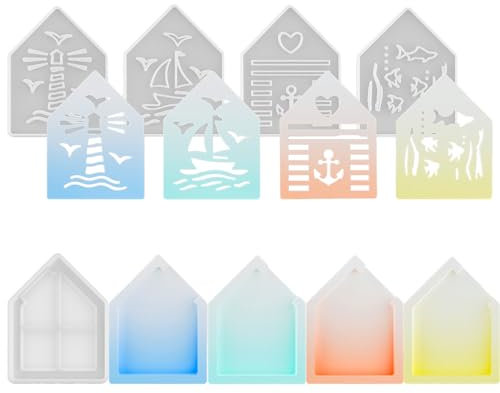 Xidmold 5er Set 3D Häuser Silikonformen,Haus Kerzenhalter Form,Sommer Haus Giessformen,Haus Kerzenform Silikon für Kerzenhalter & Deko - Für Kerzen, Seife, Gips & Harz | DIY Heimdekoration