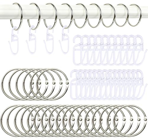 30 Stück Gardinenringe mit Haken – Edelstahl Vorhangringe 32 mm, Korrosionsbeständig, Kein Bohren, Für Stangen bis 28 mm, Duschvorhang Aufhänger für Bad & Wohnzimmer