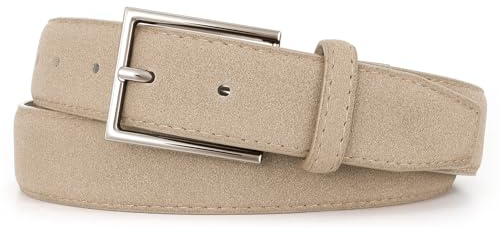 JasGood Wildleder Gürtel Herren Ledergürtel,Beige,110cm